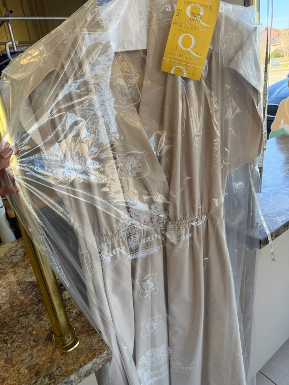 Calvin Klein Beige Midi Wrap Dress with Black Belt Worn once! - Picture 6 of 7